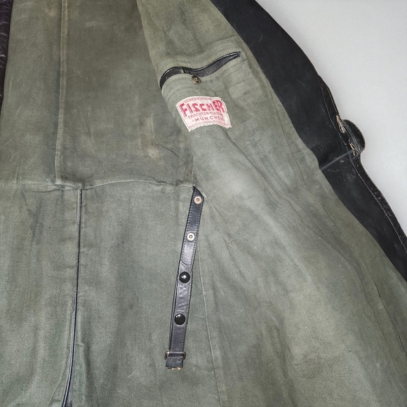 WW2 ORIGNAL GERMAN WEHRMACHT OFFICER LEATHER GREATCOAT Fischer Trachten Kleidung - Picture 9 of 13